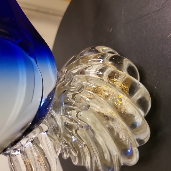 Mid-Century Murano Blown Glass Blue and Gold Pheasant 12" - Picture 9 of 13